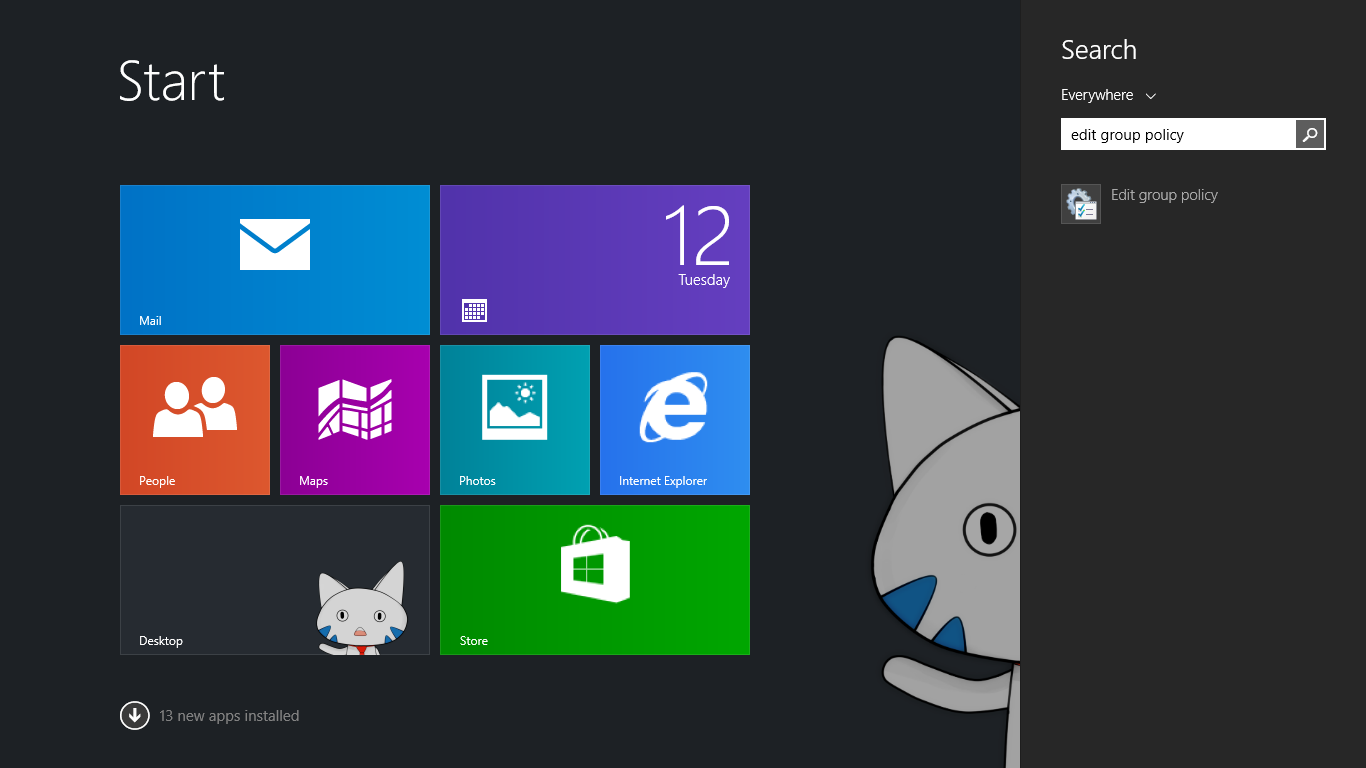 Accessing Edit Group Policy from Start Menu - Windows 8