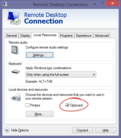 RDP Clipboard option was enabled but the clipboard still not working . . .